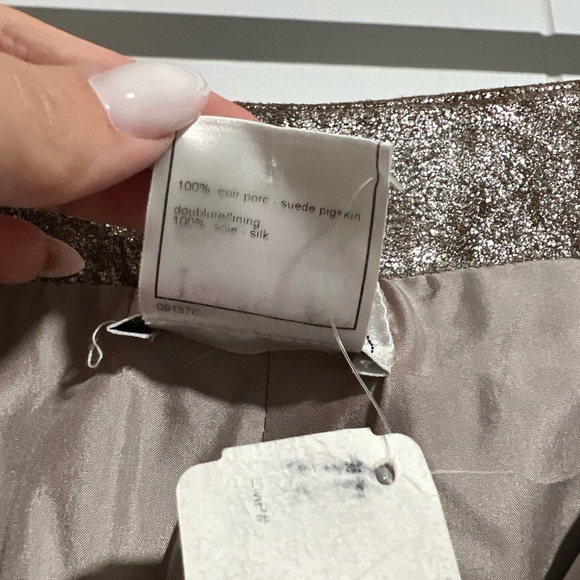 Vintage Chanel 1999 Fall Runway Suede Metallic Sparkle Wide Leg Pants with Tag - Picture 10 of 13